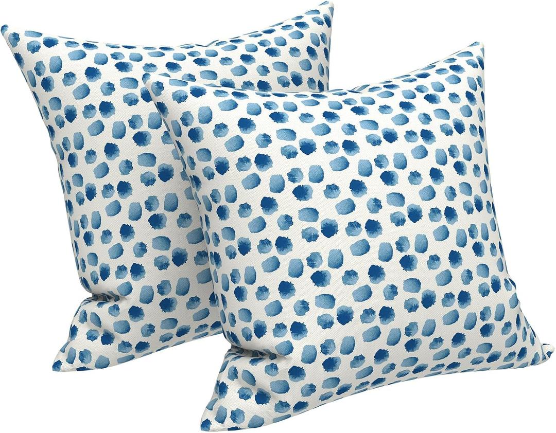 LVTXIII Outdoor Throw Pillows, Decorative Throw Pillows with Inserts, 16"x16" Square Pillows for Bed, Couch, Sofa and Patio Furniture, Set of 2, Brush Blue