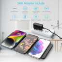 ZealSound Wireless Charging Pad, 3 in 1 Charger Mat for iPhone, Samsung Galaxy, Pixel, AirPods & Galaxy Buds, 24W Adapter Included, Ultra Slim, Case Friendly, PU Leather, for Home Office & Travel