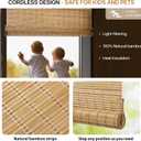 LazBlinds No Tools No Drill Bamboo Roller Shades, Cordless Bamboo Blinds, Light Filtering Roll Up Blinds for Windows, French Door, Porch or Patio Privacy Screen, 23'' W x 64'' H, Brown206
