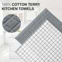 Homaxy Premium Cotton Kitchen Towels 16"x 28", Large Natural Ring Spun 390 GSM Dish Towels, Super Absorbent Terry Kitchen Hand Towels, Soft Tea Towels with Hanging Loop, Grey Check Design, 6 Pack