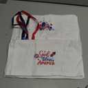 Remagr 2 Pack 4th of July Hand Towels Cotton Embroidered 13.7'' x 29.5'' Patriotic Red White Blue USA Hand Towel Bathroom with Ribbon Decorative American Independence National Day Dish Tea Towel Set
