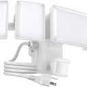 Olafus 180W Motion Sensor Outdoor Light Plug in, 18000LM Motion Flood Light Dusk to Dawn, IP65 Waterproof Exterior LED Security Lights, 5 Heads Motion Detector Yard Lights for Garage Backyard - White