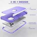 IDweel for iPhone 11 Pro Max Case with Tempered Glass, Hybrid 3 in 1 Shockproof Slim Heavy Duty Protection Hard PC Cover Soft Silicone Bumper Full Body Case for iPhone 11 Pro Max 6.5",Purple