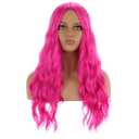 MAGQOO Hot Pink Wig for Women Girls Long Curly Wavy Pink Wigs Middle Part Heat Resistant Hight Density Synthetic Wigs (9.96 x 6.02 x 2.09 in)