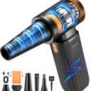 Compressed Air Duster, 260000RPM Cordless Electric Air Blower with Brushless Motor, 3-Speed Adjustable & Rechargeable  Powerful Dust Cleaner for Keyboard, Computer, Car, Outdoor, Air Bed (Black)