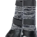 KOOLTAIL Anti Slip Winter Warm Dog Socks to Prevent Licking Pawst, Waterproof Long Snow&Rain Dog Boots&Paw Protector with Strap Traction Control for Hardwood Floor for Small Medium Large Dogs - Grey with Paw Pattern - 2 Pcs