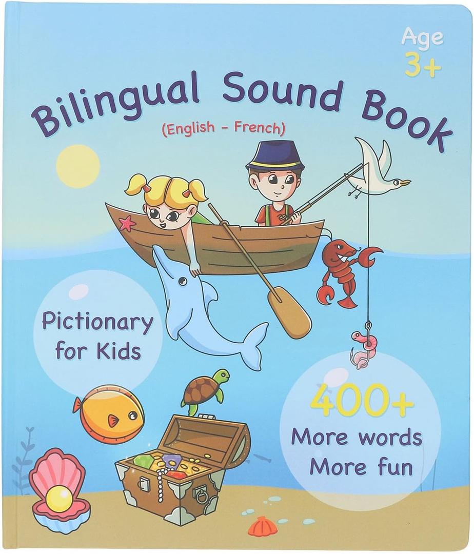 plplaaoo Bilingual Sound Book Practice Dual Language Educational Smart Interactive French English Sound Book for Home