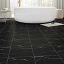 30-Pack Peel and Stick Floor Tiles Vinyl Floor 12 x 12 inch Self Adhesive Waterproof Flooring Planks DIY for Bathroom, Kitchen, Living Room, RV, Cover 30 Sq. Ft, Black Vein Marble