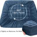 EASELAND Queen Size Mattress Pad Pillow Top Mattress Cover Quilted Fitted Mattress Protector 8-21" Deep Pocket Cooling Mattress Topper (60x80 Inches, Dark Blue)