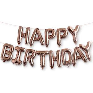 HOUSE OF PARTY Happy Birthday Balloon - 16 inch | Rose Gold Mylar Capital Foil Birthday Balloons Banner, Rose Gold Party Decorations for Men, Women