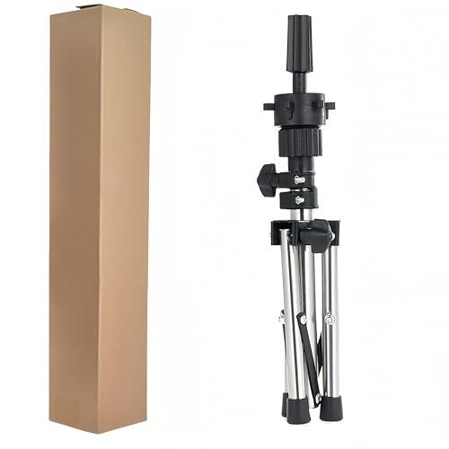 Yiifiulyn Mannequin Head Stand, Mini Tripod Stand for Hairdresser Practice Hair Styling, Lightweight Protable Movable Metal Tripod Stand for Wigs Display (Silvery)