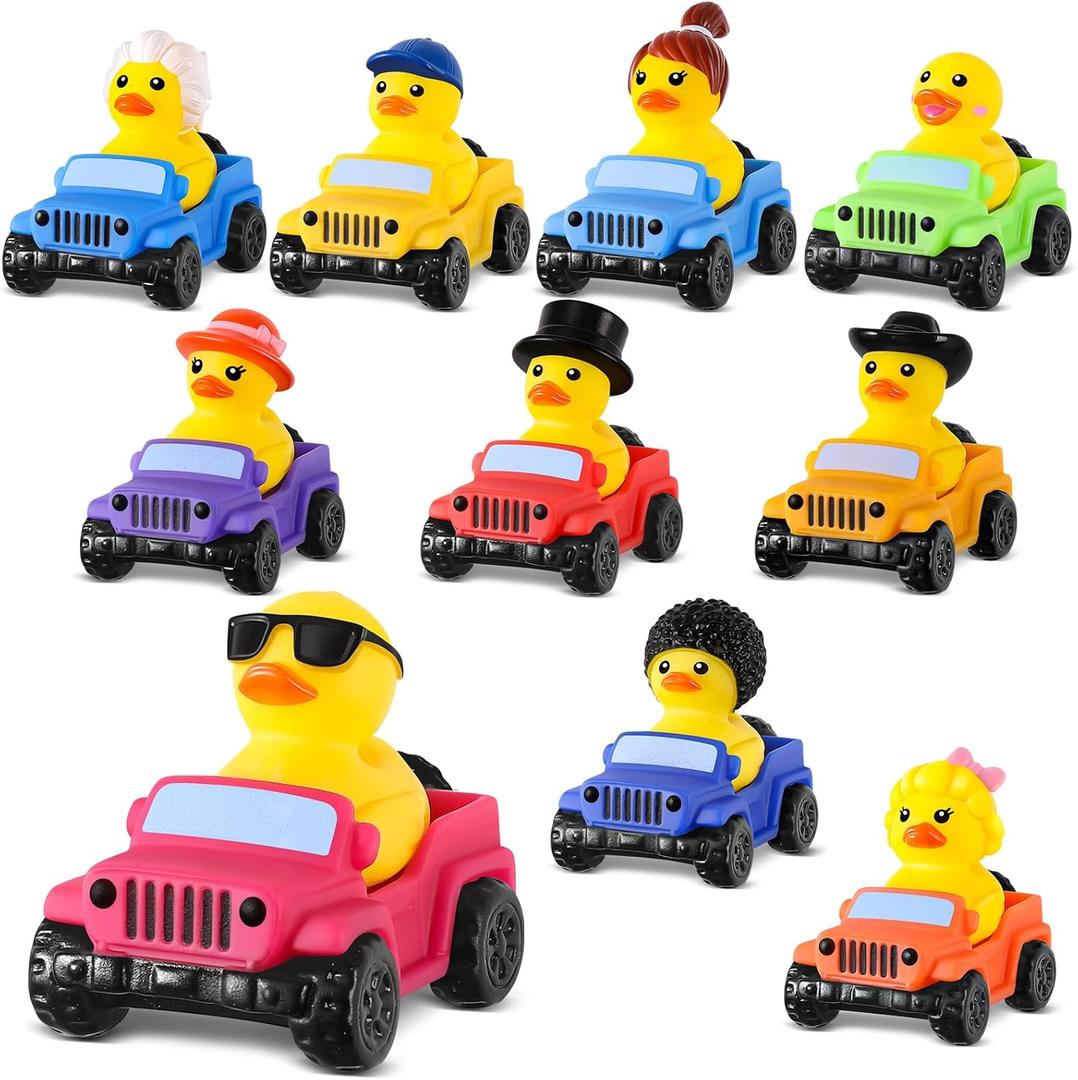 60 Pcs Rubber Ducks for Jeeps, 2.8 Inch Ducks for Jeeps, Ducks for Ducking 30 Rubber Ducks Assortment with 30 Cars, Collection Vehicle Dashboard Decorations, Party Favors Birthday Class Exchange Gifts