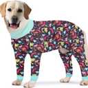 Dog Surgery Recovery Suit Dinosaur Printed Long Sleeve Shirts Soft Pajamas Onesie Jumpsuit Prevent Licking Dogs Shedding Suit for Large Dogs (Dark grey, Large)