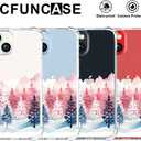 CCFUNCASE Compatible with iPhone 14 Plus Case Clear Cute for Women - Rugged Phone Cases Funda Protector Cover Skin (Pink Pine Trees Mountains)
