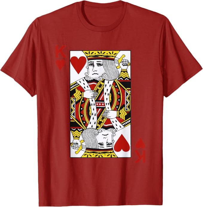 King of Hearts Blackjack Cards Poker 21 K T-Shirt, Male, Large