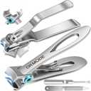 Nail Clippers for Men Thick Nails - DRMODE 16MM Wide Jaw Opening Extra Large Toenail Clippers & Easy Grip 360 Degree Rotary Fingernail Clippers for Seniors Nail Cutter with Nail File Cuticle Trimmer