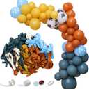 Balloons Combination, 91 Pcs Cow and Clouds Party Balloons Garland Arch Kit,Slate Blue,Natural Sand Cloud,Retro Burnt Orange,Mustard Yellow Balloon for Birthday Party