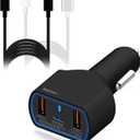 BatPower High Power Delivery 120W PD Laptop Car Charger Compatible with New Surface Book 3 2 Laptop 4 3 Pro 8 X 7 USB-C HP Razer Dell Notebook Vehicle Charger DC 12v-24v auto Power Supply Dual USB QC