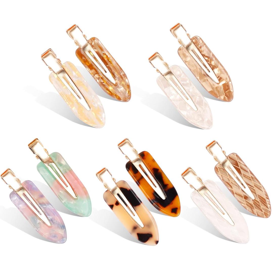KesaPlan 10PCS No Bend Hair Clips, Acrylic Resin No Crease Hair Clips for Styling, Colorful Creaseless Flat Duckbill Hair Barrette for Makeup Hairstyle Accessories for Women Girls Gifts (Type-2)