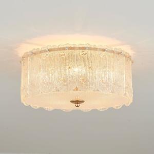 15" Textured Glass Semi Flush Mount Ceiling Light Classic Crystal Brass Chandelier Modern Luxury Ceiling Lighting Fixtures for Kitchen Bedroom Living Dining Room, UL Listed