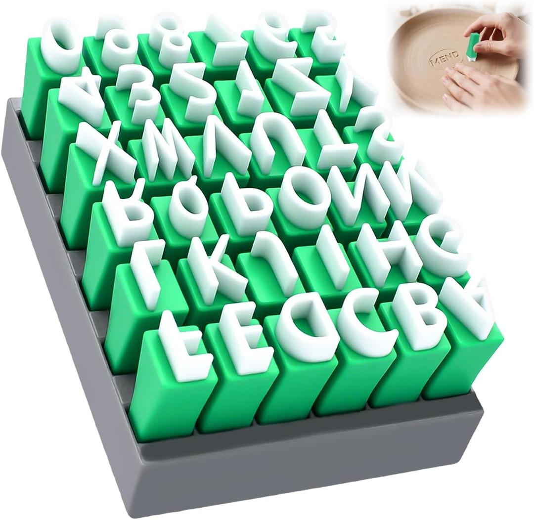 36 Pcs Clay Stamps, Numbers & Alphabet Stamps Set, Clay Letter Stamps for Ceramic Decorating, DIY Handmade with Storage Box
