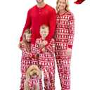PATPAT Family Christmas Pajamas Matching Sets Holiday Christmas Pjs for Womens Kids Sleepwear including Socks (Red)