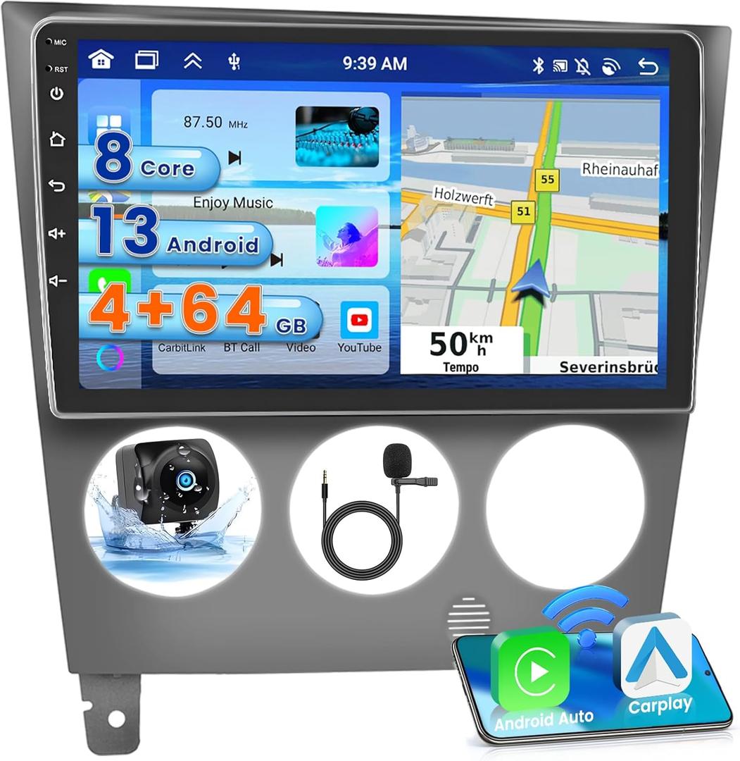 Fuluku8 Core 4+64GB Android 13 Car Stereo for Subaru Impreza WRX STI 2003-2006 with Wireless Carplay Android Auto, 9" Touch Screen Radio GPS Navigation WiFi Bluetooth 5.0 SWC Mic Backup Camera