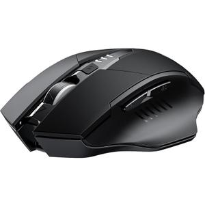 INPHIC Wireless Mouse Rechargeable, Battery Visible, 2400 DPI, 6 Buttons, Ergonomic Large Mouse for Laptop, Computer, Mac, PC etc. (Black-LED)