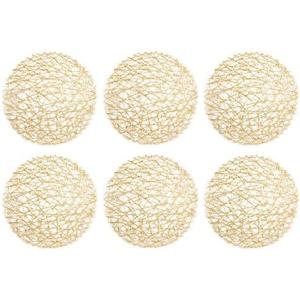 DII Woven Paper Tabletop Collection Holiday or Event Décor, Reversible Round Placemat Set, 15" Dia, Gold, 6, Piece