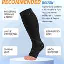 3 Pack Copper Compression Socks for Women & Men, 20-30mmHg Open Toe Knee High Stockings for Circulation Support (Black, S/M)