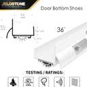 U-Shaped Aluminum Door Bottom Shoes with Drip Cap (White) - Fire Rated - 1-3/4"W x 1-5/16"H x 36" L Weather Stripping Seal for Exterior Doors, Vinyl Insert, Powder Coated JS-216DV