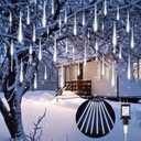 Minetom Meteor Shower Lights Outdoor, 16 Inch 24 Tubes 864 LED Icicle Lights for Outside, Connectable Falling Rain Light, Waterproof Christmas Light Outdoor for Tree Holiday Decoration, White