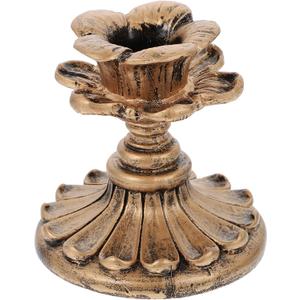Vintage Candle Holder, 2.99in Resin Gothic Taper Candle Holder, Floral Decorative Brass Candlesticks European Style Home Decoration for Wedding Party Anniversary Table Fireplace