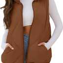 MEROKEETY Womens 2025 Puffer Vest Sleeveless Zip Up Quilted Coat Stand Collar Gilet Jacket With Pockets (Brown)