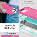 AICase for iPhone 15 Pro Max Case Built-in Stand with Glass Screen Protector,Heavy Duty Drop Protection Full Body Rugged Shockproof Military Protective Tough Durable for iPhone 15 Pro Max 6.7"_5 (Hot Pink/Blue+Glass Protector)