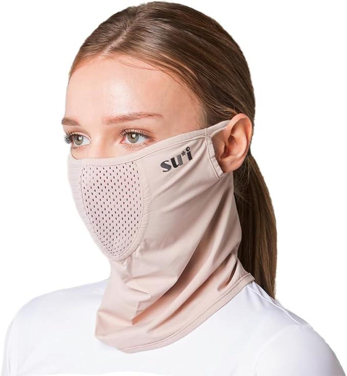 SUIGOLF KOREA (Type V) UV Sun Protection Balaclava Half Face Mask - For Golf, Hiking, Running, Cycling & Outdoor Sports (V-8 Beige)