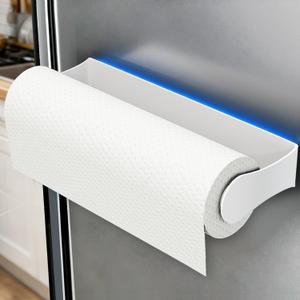 Magnetic Paper Towel Holder for Fridge, No Drilling, Strong Magnet, White, Paper Towel Holder Magnetic for Refrigerator, Rv, Grill, Kitchen Decor and Accessories