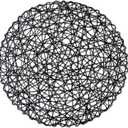 DII Woven Paper Tabletop Collection Holiday or Event Décor, Round Placemat Set, 15" Dia, Black, 6, Piece