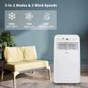 Uhome Portable Air Conditioner, 8000 BTU Compact AC Unit with Cooling, Dehumidifier, Fan, Remote Control and Window Mount Kit Included, White