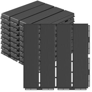 Goovilla Plastic Interlocking Deck Tiles, Pack of 9 , 12"x12" Waterproof Outdoor Flooring All Weather Use, Patio Floor Decking Tiles for Porch Poolside Balcony Backyard, Dark Grey
