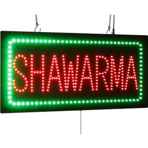 Shawarma Sign, 24"x12", 60x30cm, TOPKING, LED, Neon, Florescent, Signage, Signboard, Display, Billboard, Screen, Grand Opening, Gift