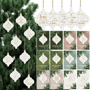 Sieral Christmas Christian Scented Gift Bulk Inspirational Flat Lantern Sign Fragrance Hanging Ornament Religious Bible Verse Christmas Tree Favor with Greeting Card Ribbon for Church Mom Dad