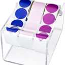 1 Pcs Adjustable Label Dispenser 3 Disks Sticker Roll Holder Sticker Dispenser Label Roll Holder Acrylic Tape Organizer Stand for Office Home Desktop(Transparent)