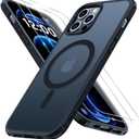 Magnetic for iPhone 12 Case/iPhone 12 Pro Case [Compatible with MagSafe] with 2X Screen Protector, Military-Grade Slim Shockproof Translucent Phone Cover for iPhone 12/12 Pro 6.1inch, Black