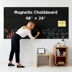 Magnetic Chalkboard 48"x24" Peel & Stick Self-Adhesive Board with 6 Chalk, 5 Liquid Markers, Magnets, Classic Matte Surface for Restaurant Menu, Office Schedule & Home Display