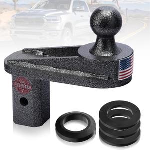 6" Offset Gooseneck Ball Extender for Short Bed Trucks, 2-5/16" Hitch Ball with 2" Rise, Reinforced Gusset, Polyurethane Washers, 25K GTW / 5K VTW, Fits Turnover Ball Systems