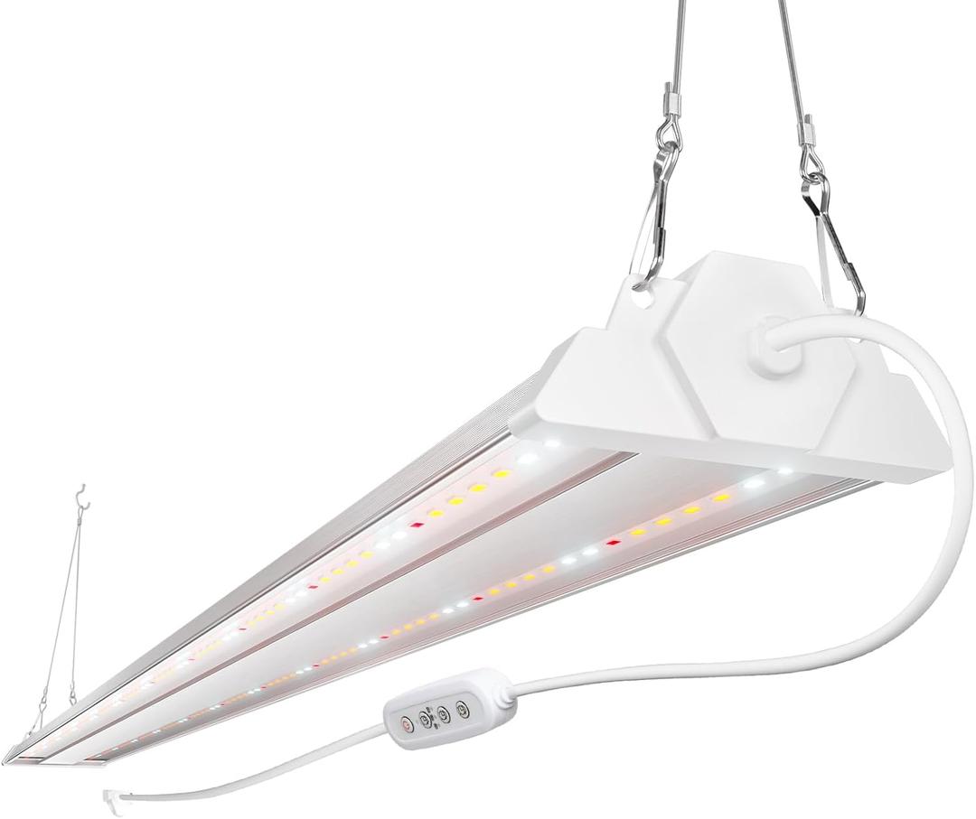 FREELICHT 1 Pack 4ft LED Grow Light with Timer, 60W (350W Equivalent), Sunlike Full Spectrum Integrated Plant Light for Hydroponic Indoor Plant Seedling Veg and Flower, Plug in with 3 Timing Modes (4FT - 1 Pack with Timer)