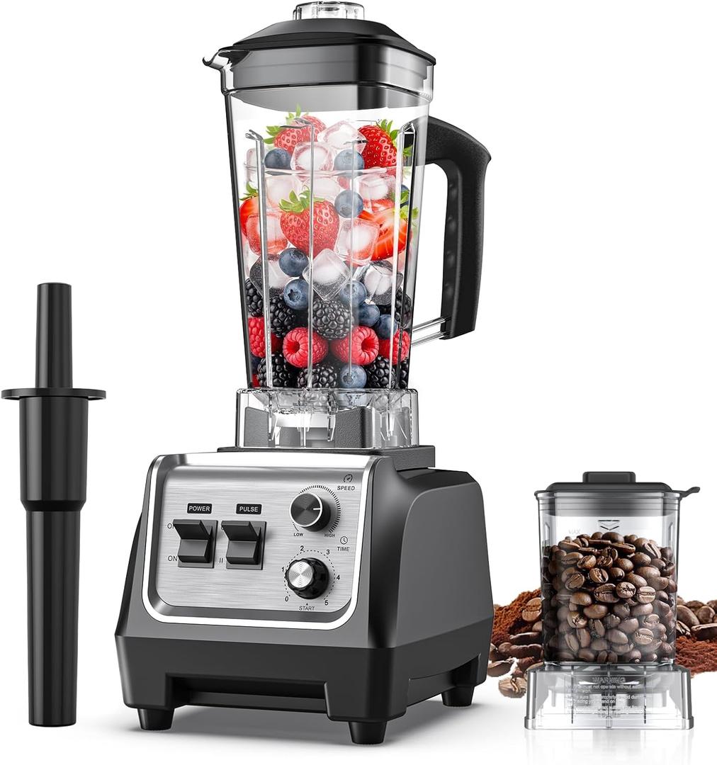 1800W Smoothie Blender and Grinder Combo 70OZ Large Capacity Countertop Blenders for Kitchen High Speed Blender for Smoothies Ice Crushing Frozen Drinks Puree (Silver-Black)