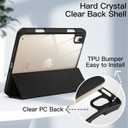 JETech Case for iPad mini (A17 Pro, 2024 Model, 7th Generation) / mini 6 (2021 Model, 6th Generation) with Pencil Holder, Clear Back Shell Stand Shockproof Tablet Cover, Auto Wake/Sleep (Black)
