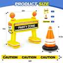 Liliful 3 Pcs Construction Birthday Party Decoration School Bus Party Favors Inflatable Barricade Kit Include 33'' Inflatable Barricade,Traffic Cone and Bright Yellow Caution Tape Party Supplies